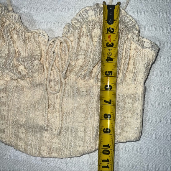 Altar’d State Women’s Lacy Babydoll Tank Top Small Cream Y2K Romantic Coquette - Picture 7 of 7